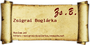 Zsigrai Boglárka névjegykártya